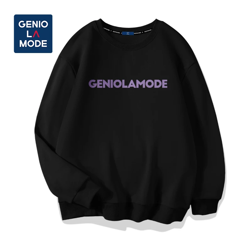 GENIOLAMODE圆领卫衣男高级感无帽春秋季大码男款外套长袖休闲风
