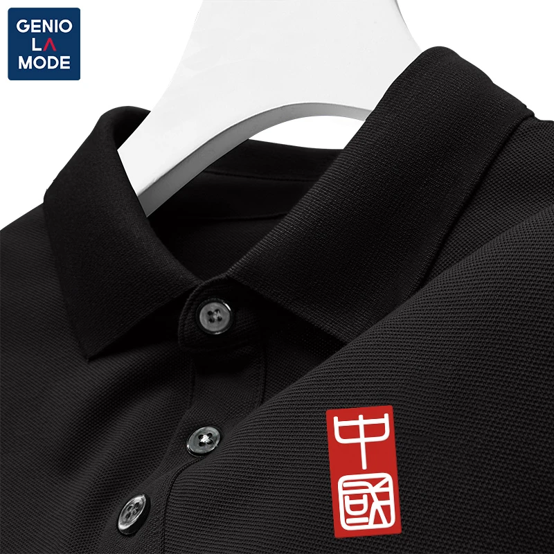 GENIOLAMODE新款夏季男士翻领polo衫商务中国风青少年短袖t恤潮流