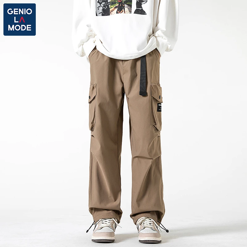 GENIOLAMODE春秋季抽绳束脚工装户外伞兵冲锋大码休闲宽松裤子男T