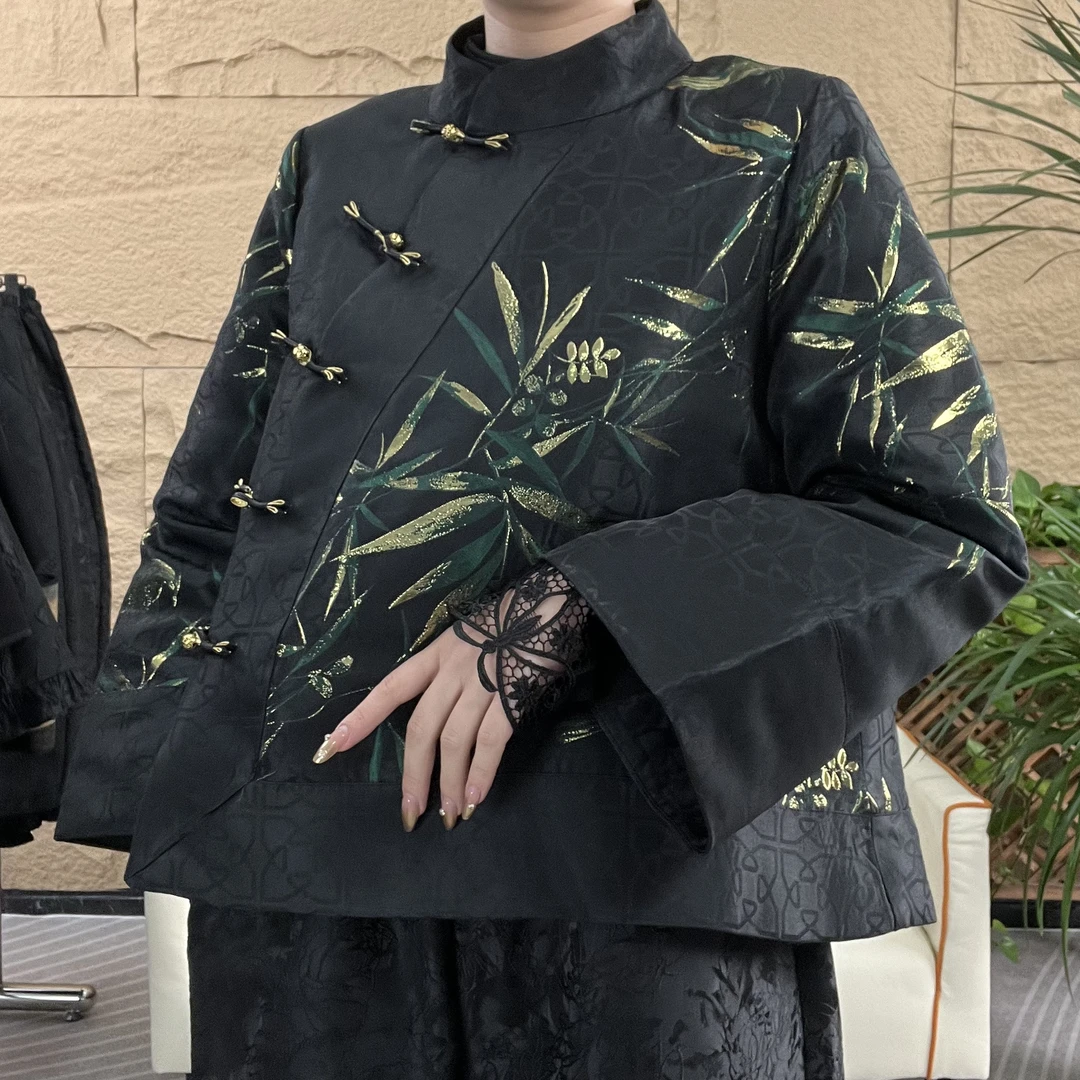 32117-1棉（翠竹黄花）提花新中式国风小上衣