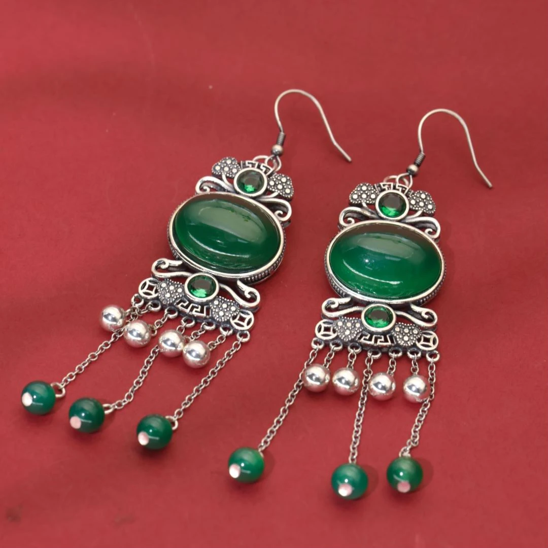 银925玛瑙如意耳环SE384