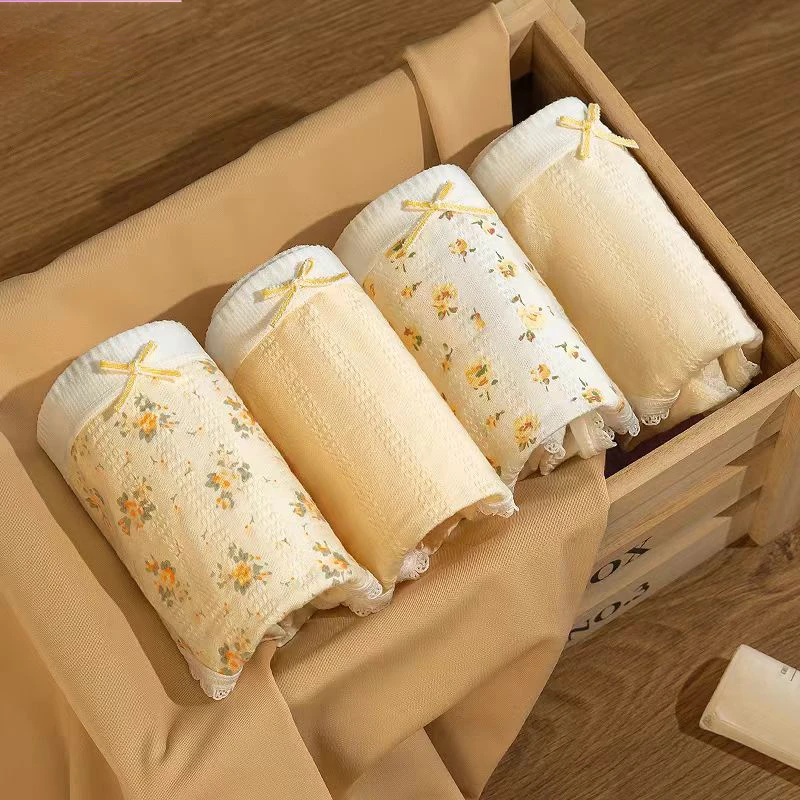 梦美静【4条装】棉内裤女5A抑菌网红100棉档抗菌透气ins学生短裤