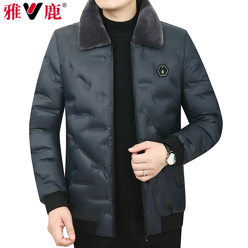 雅鹿冬季棉服男款爆款2022新款短款棉袄毛领保暖男士冬装棉衣外套