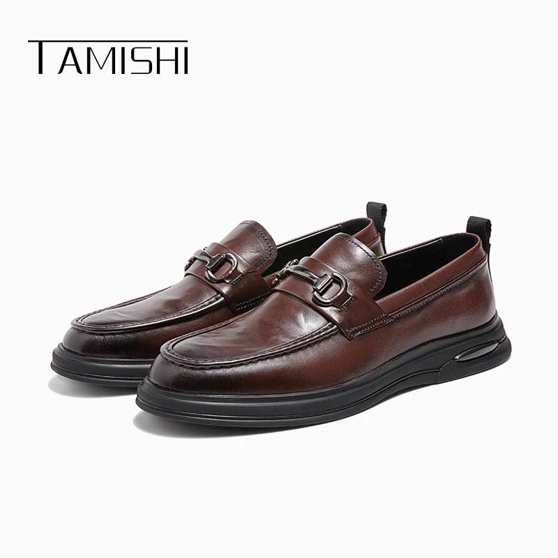 HP-8876商务休闲皮鞋男款复古英伦一脚蹬男士乐福鞋真皮牛皮男鞋