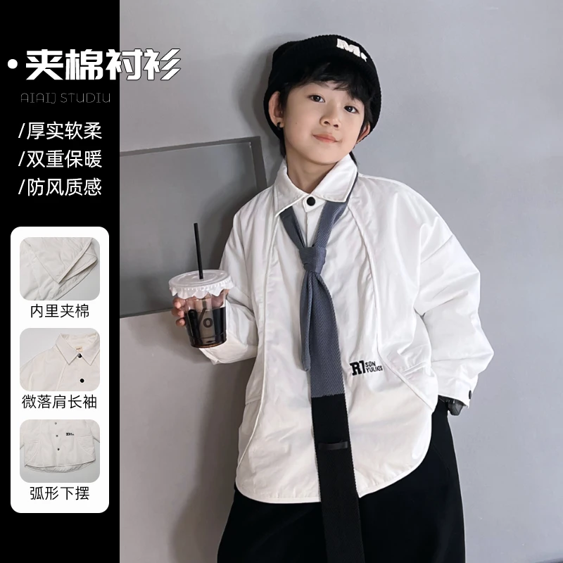 男童加厚外套质感儿童韩版宽松休闲学院风保暖  3113249O5