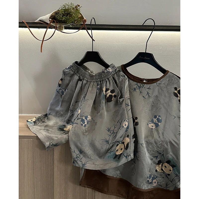 国潮套装儿童新中式中国风夏季复古短裤两件套 4079824O0