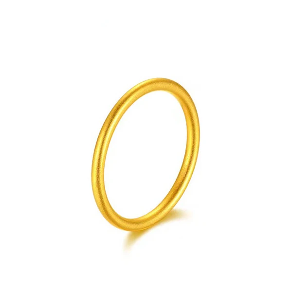 China Gold/中国黄金足金999新款古法素圈金戒指经典情侣时尚哑光