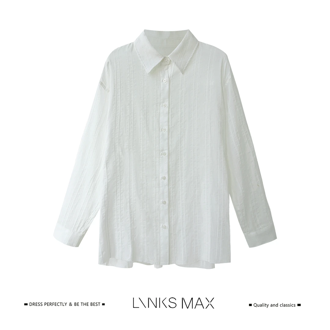 Links Max老钱风亲肤松弛慵懒感衬衫48769