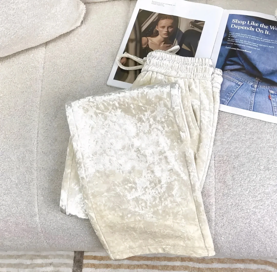 【砖石绒裤】新中式高定丝绒冬季新款长裤加绒百搭遮肉显瘦直筒裤