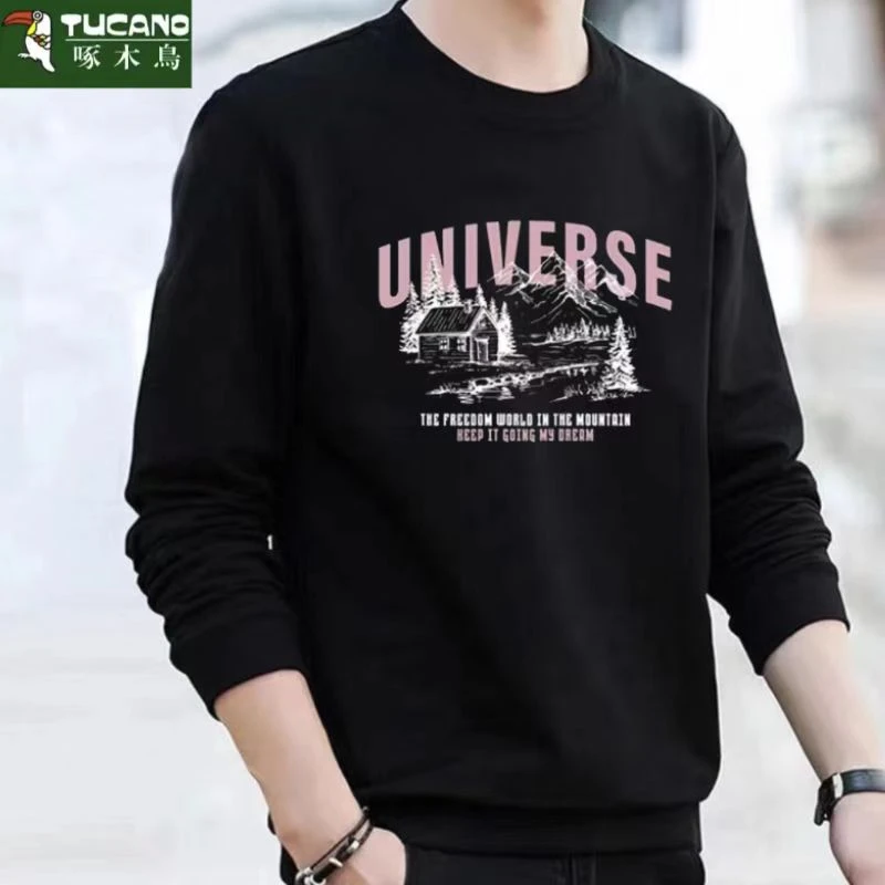 啄木鳥秋冬男士圆领时尚百搭宽松休闲套头韩版潮流长袖秋季男卫衣