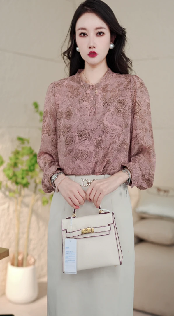 Y016新款时尚百搭气质宽松减龄木耳边上衣小衫长袖-悠悠