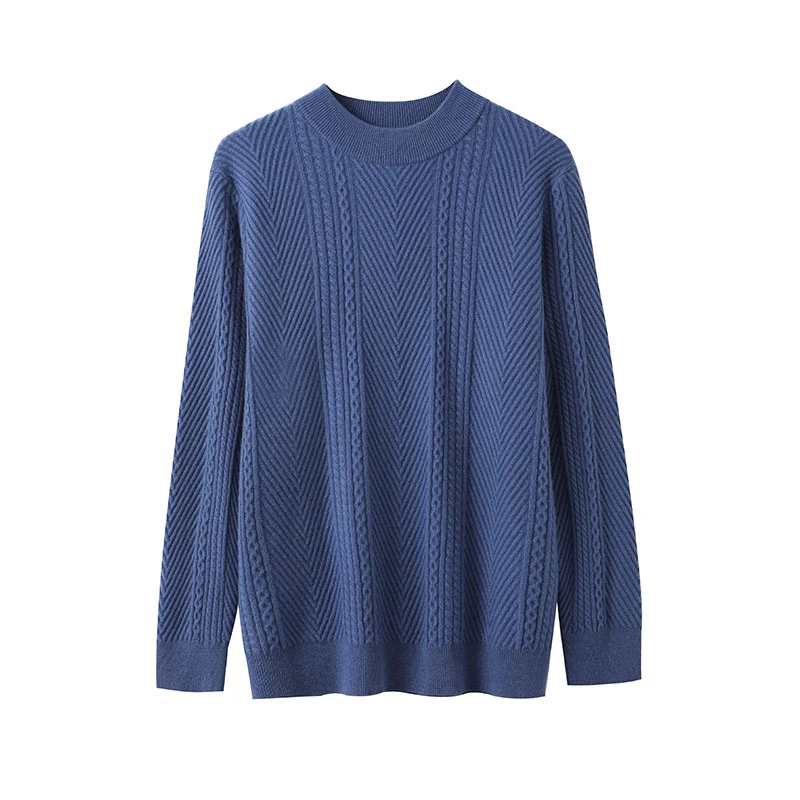 秋冬新款男士半高领100%纯山羊绒百搭加厚套头打底纯色针织毛衣