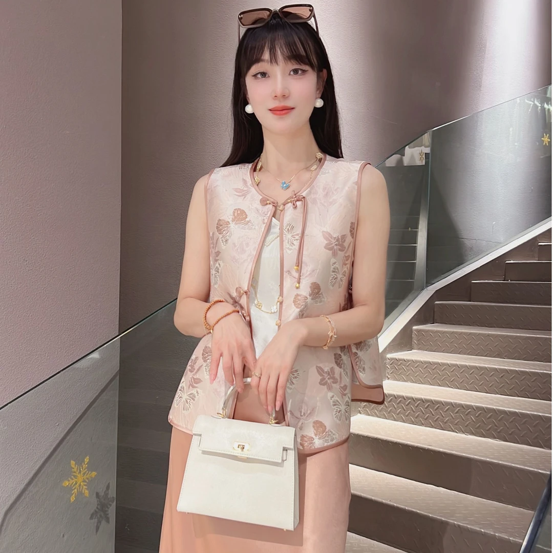 《秀秀定制》《朝暮》时尚新中式春季国风复古提花圆领马甲1070