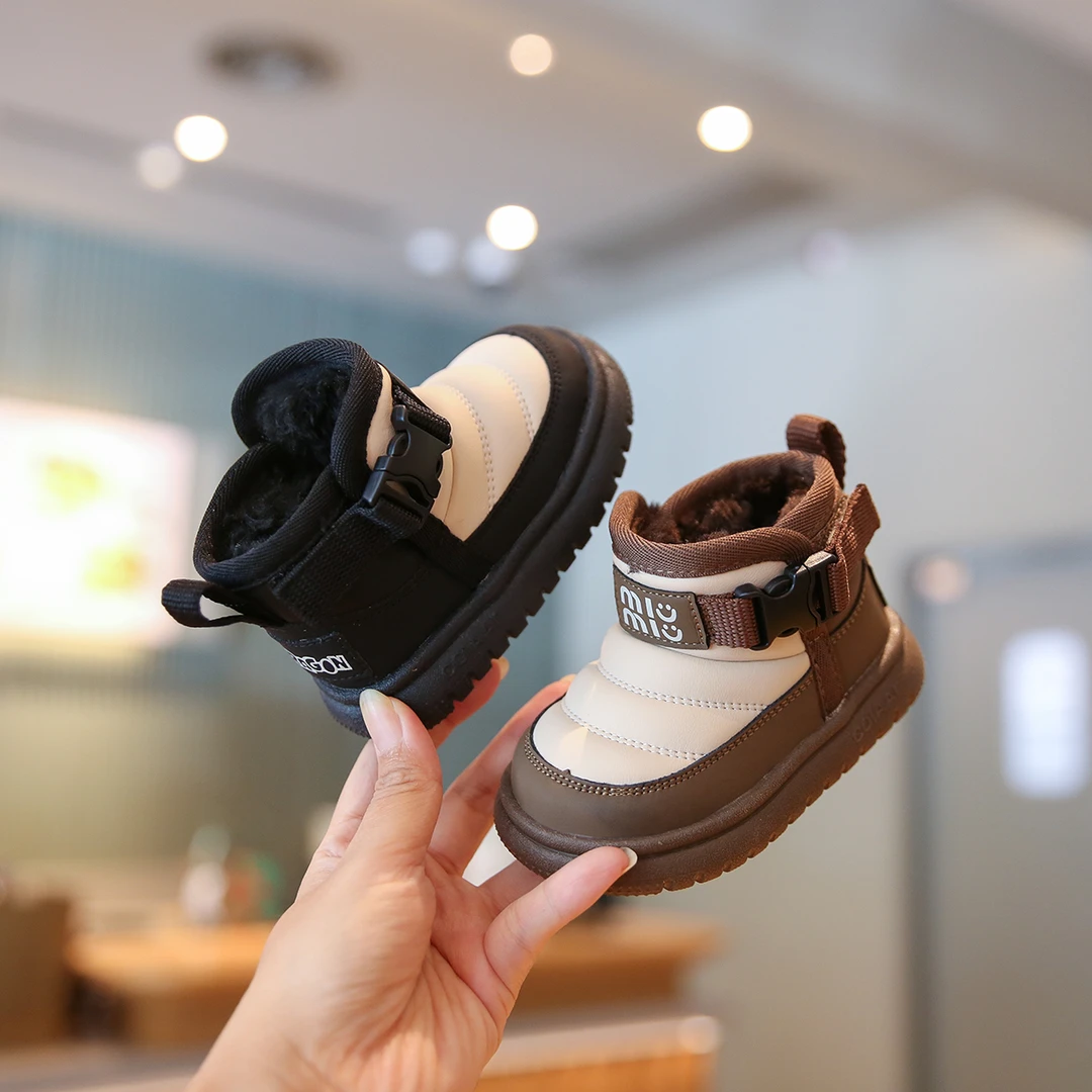 Sportmern男宝宝加厚棉靴软底防滑儿童学步鞋加绒雪地靴保暖棉鞋