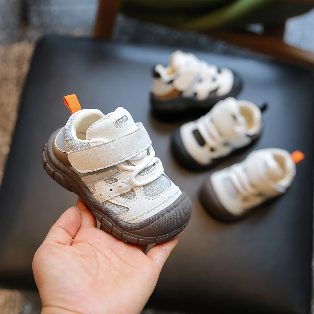 Sportmern婴儿鞋男宝小童学步鞋女宝软底透气板鞋儿童网面机能鞋