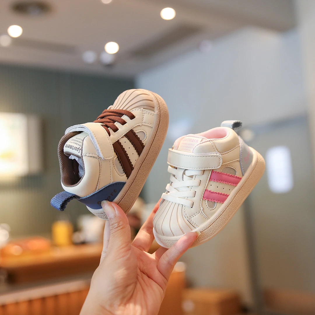 Sportmern儿童高帮贝壳头板鞋婴儿软底防滑学步鞋小童潮流休闲鞋