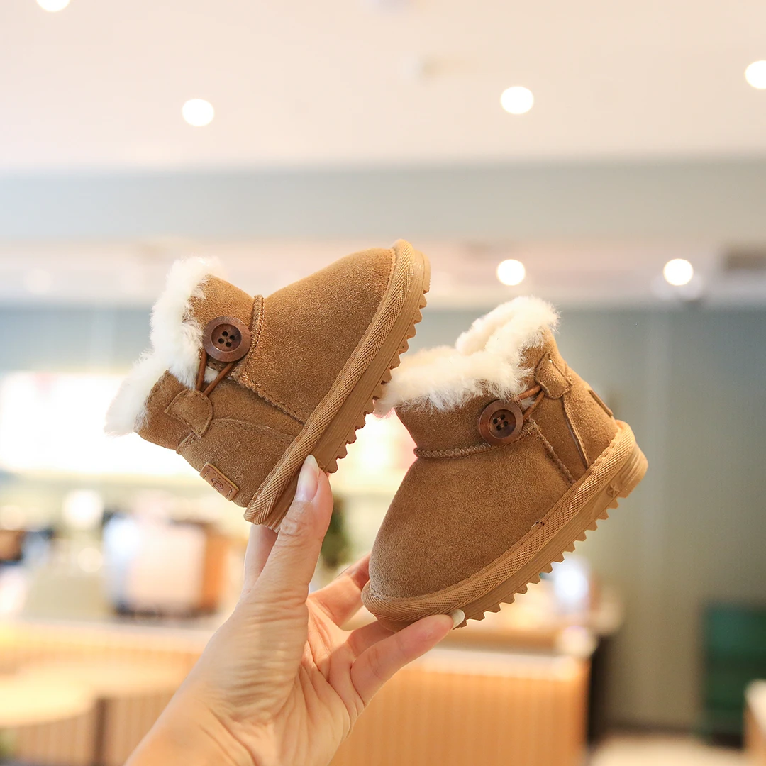 Sportmern儿童雪地靴女宝宝学步鞋加绒婴儿鞋子防滑棉鞋男童棉靴