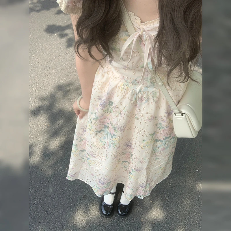 法式粉色碎花连衣裙子女产地好物夏季高级感设计感长裙温柔风3392