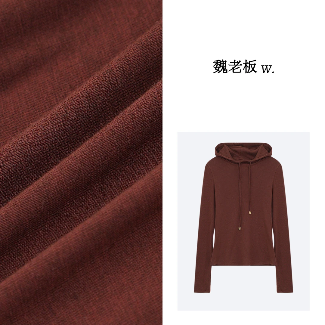 W.Diva【伊人】莱赛尔羊毛透气轻盈连帽长袖T恤3T2912147