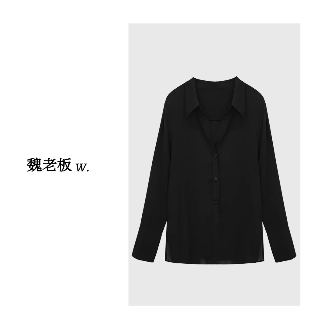 W.Diva【知性】醋酸排扣设计经典百搭款衬衫3SDMB1510