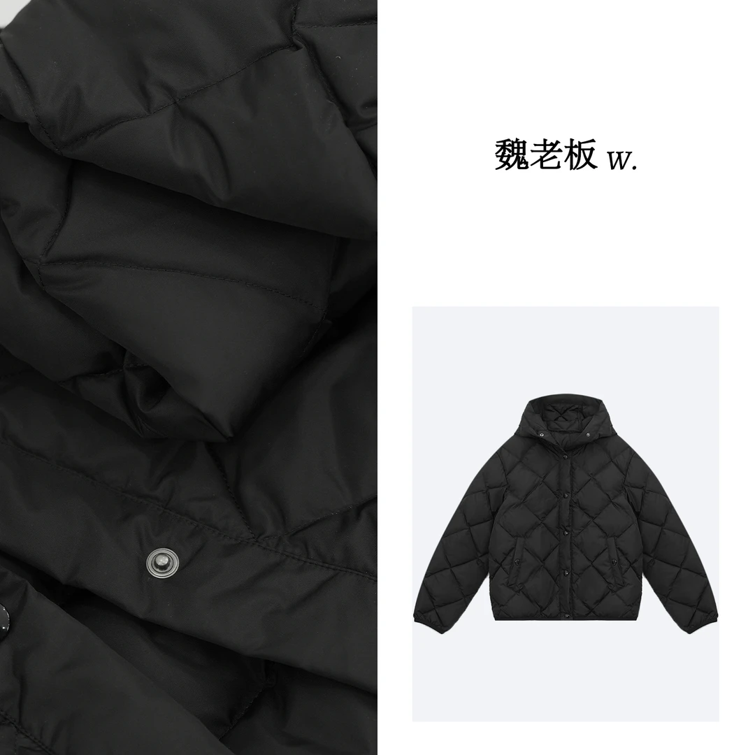 W.Diva【凝结】90白鸭绒百搭时尚连帽菱形格纹长袖羽绒服4C1806285