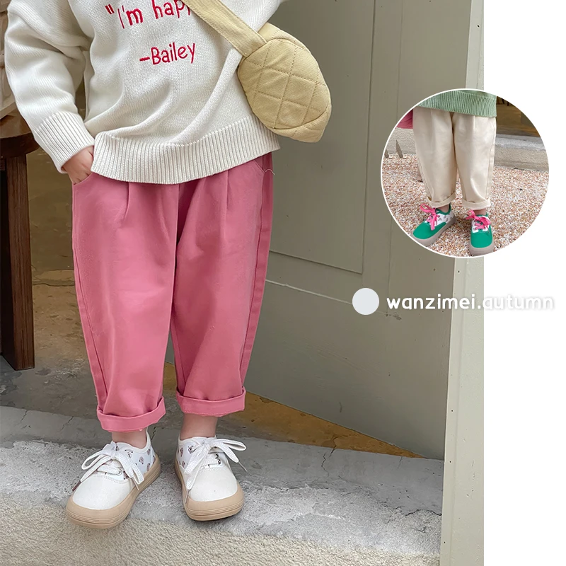 SASA的丸子妹斜纹棉布宽松纯色休闲裤两色1053