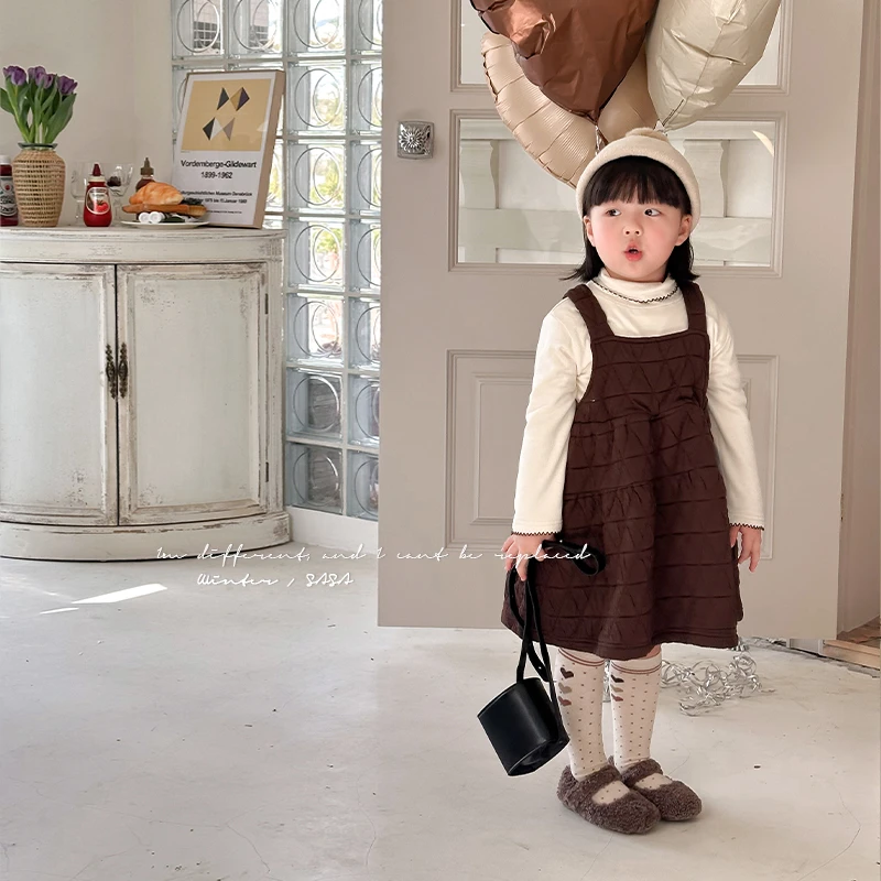 SASA的丸子妹女童连衣裙秋冬加绒加厚儿童吊带裙宝宝蓬蓬裙潮1200