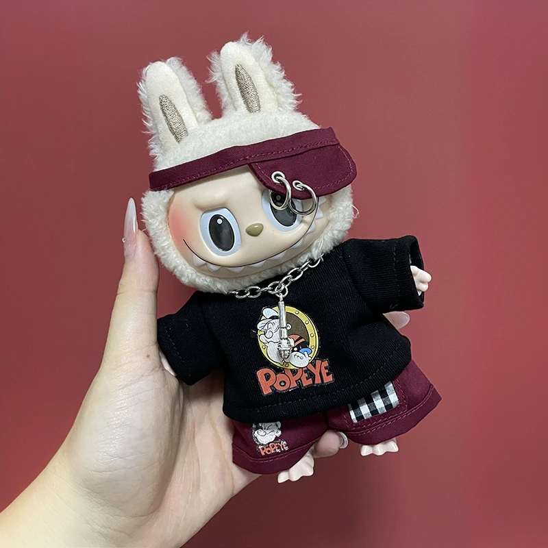 15厘米拉布布时尚娃衣毛绒娃娃拽拽换装衣服街头风labubu手办服饰