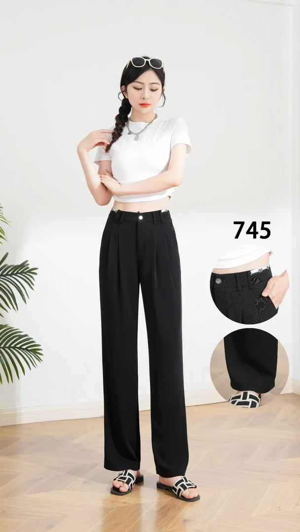 新款下垂显瘦直筒拖地裤745