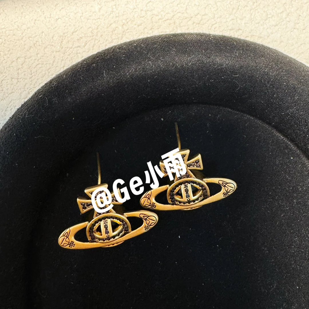 铜合金耳饰 【SRQ-03】星球古铜镶嵌耳针耳钉