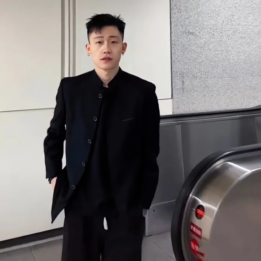 纯黑中山装男痞帅赵山河同款上衣春秋新中式外套垫肩立领夹克西装