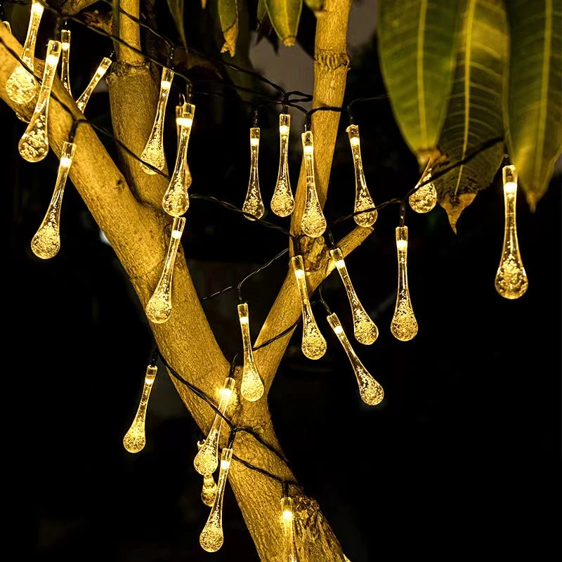 太阳能水滴气泡灯串户外防水彩灯水晶球家用水滴水滴灯彩灯小彩灯