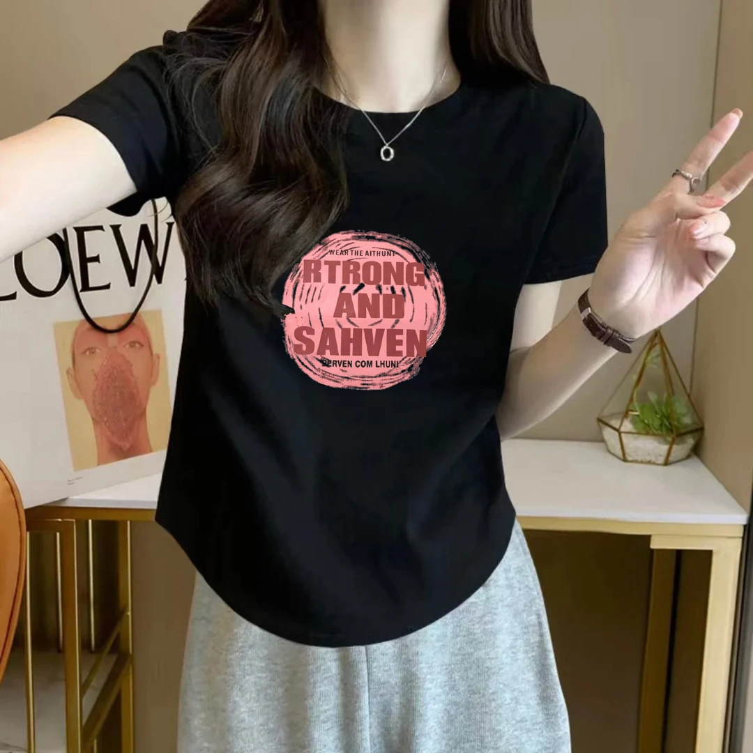 夏季大码胖MM简约圆领设计感韩版新款休闲修身百搭显瘦T恤女上衣