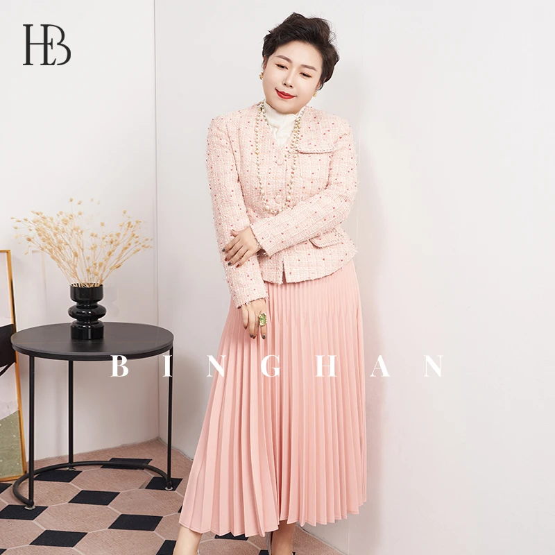 炳瀚原创秋装换新大码定制粗花呢压褶正装两件套装BH423WRH11727