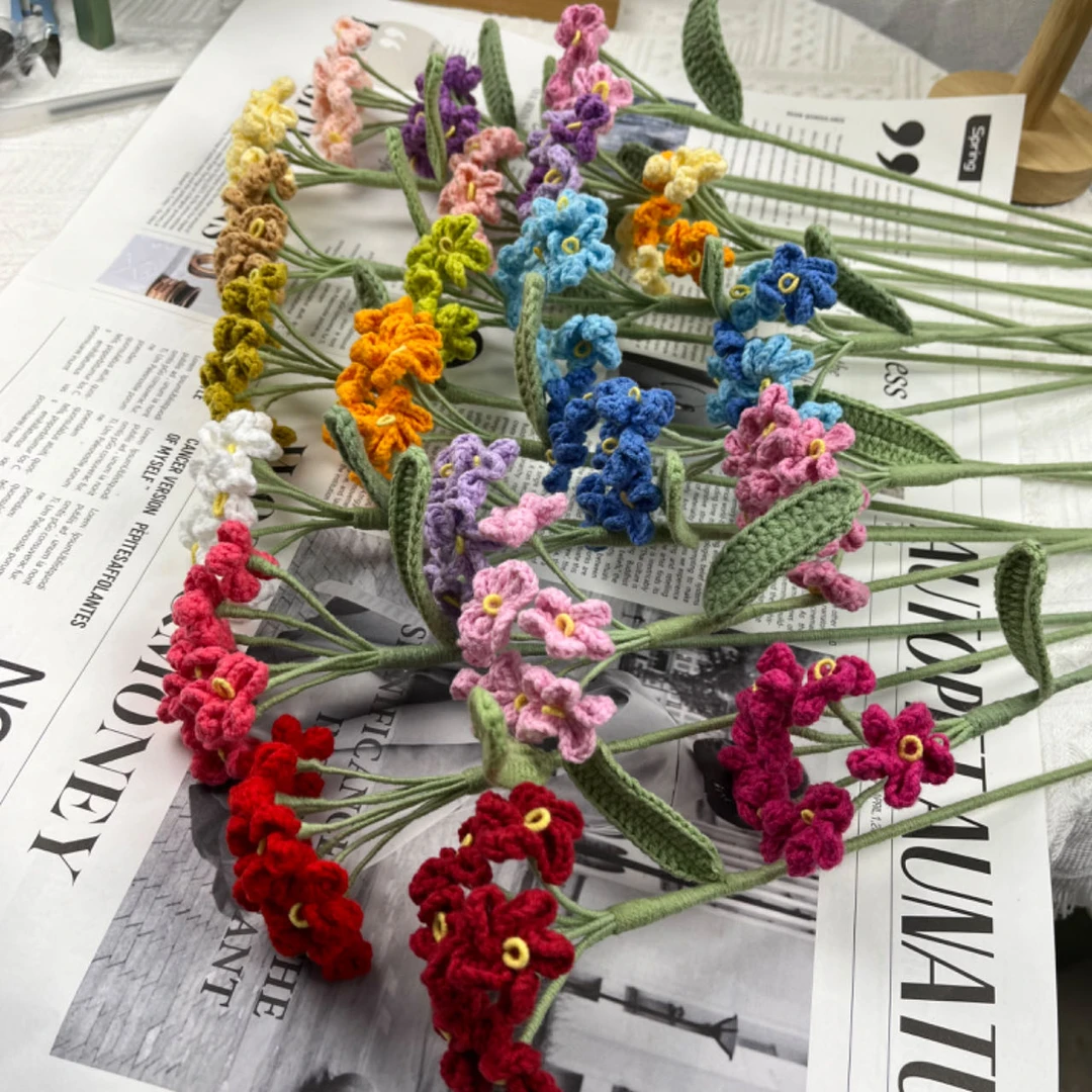纯手工钩织【勿忘我】非遗毛线编织居家成品毛线花