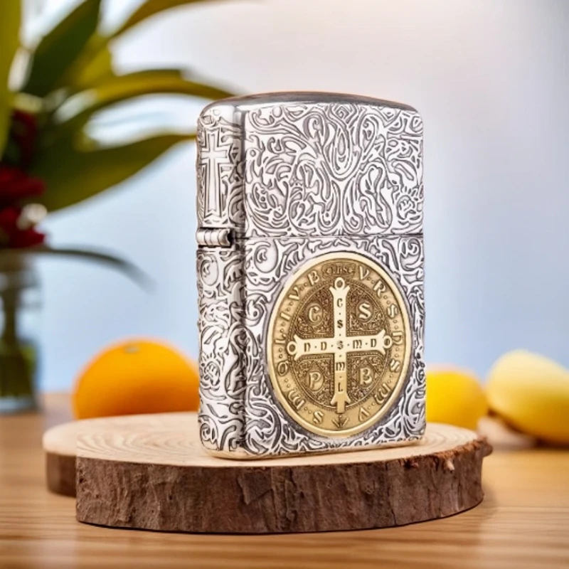 ZIPPO/之宝镀银鎏金康斯坦丁官方正品盔甲双色复古个性防风DYJ1