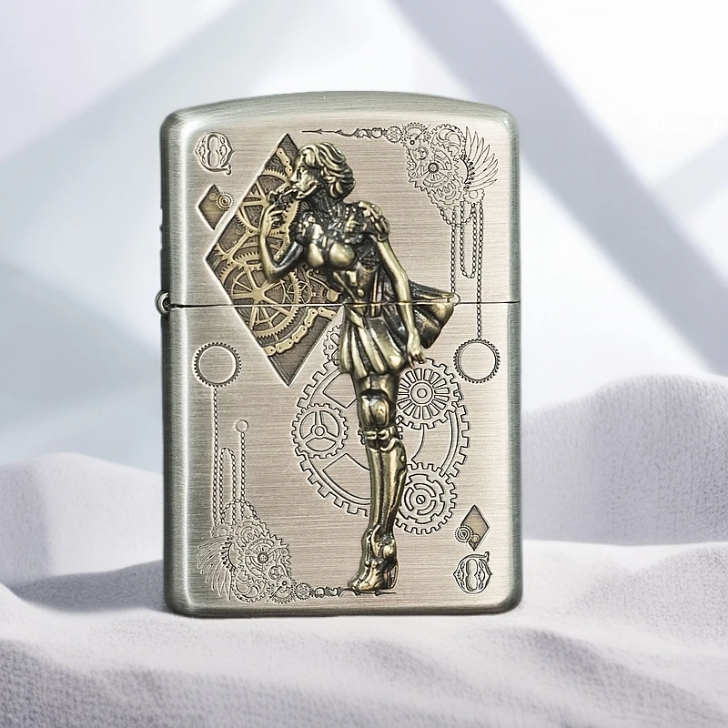 ZIPPO/之宝千语熏银贴章风女官方正品盔甲打火机复古个性防风DYJ1