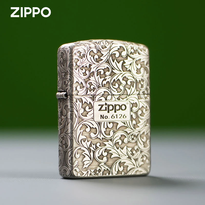 ZIPPO/之宝常规五面熏银唐草官方正品打火机双面银色防风DYJ1