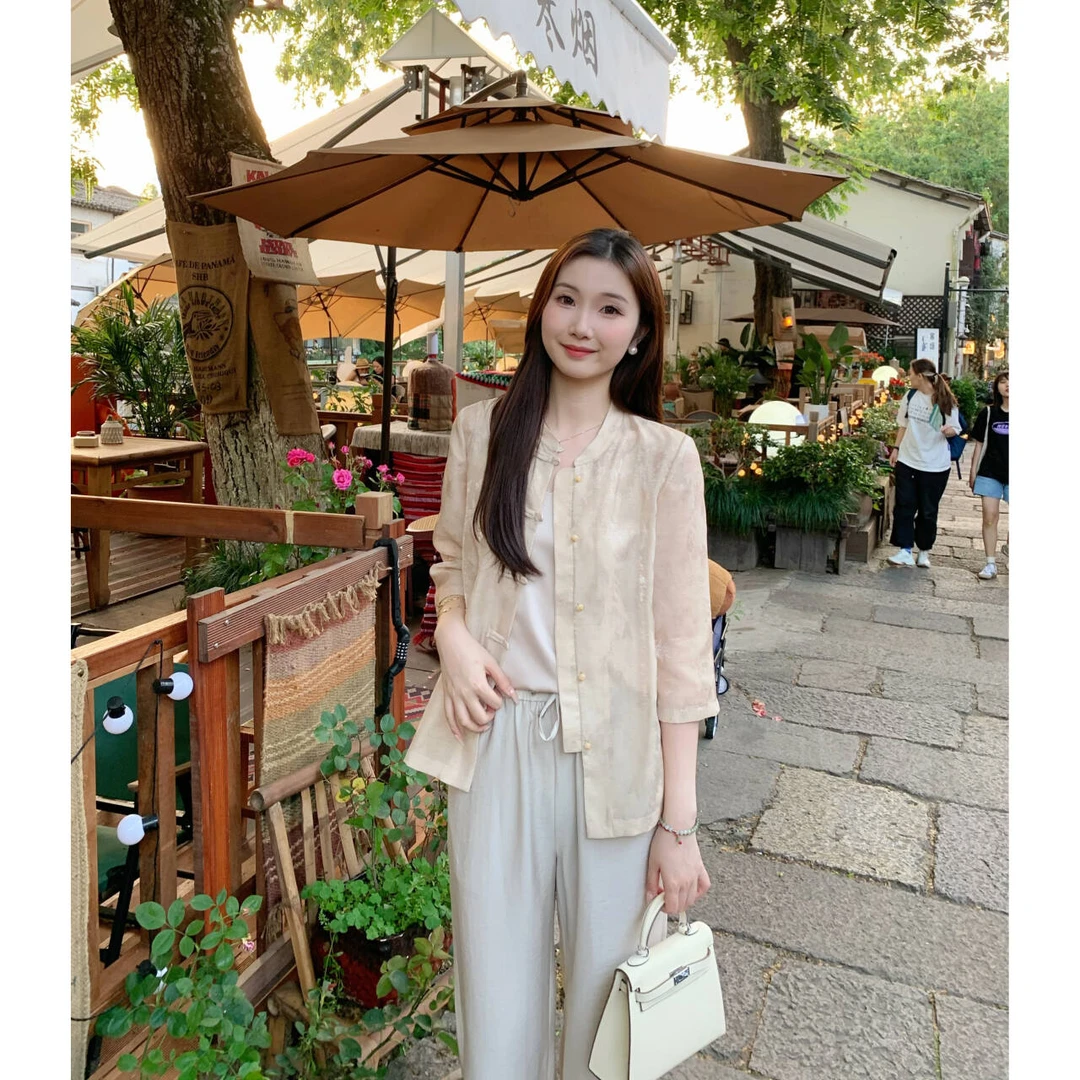 Candy Cloud清 比翼双飞 夏季薄款重工提花防晒新中式外套WT87/3