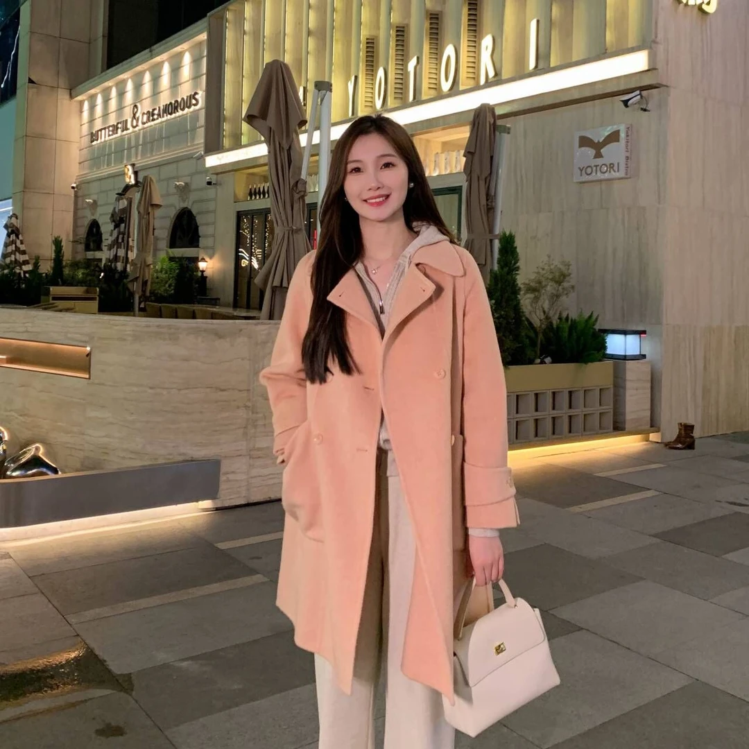 清【冬日告白】发热加厚手缝毛羊双面尼大衣外套DY172/3