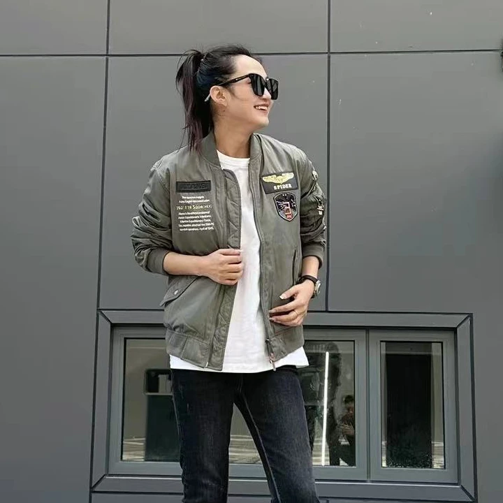 【伊伊男舍】秋季新款男士潮流美式复古重工刺绣空军服立领夹克外套