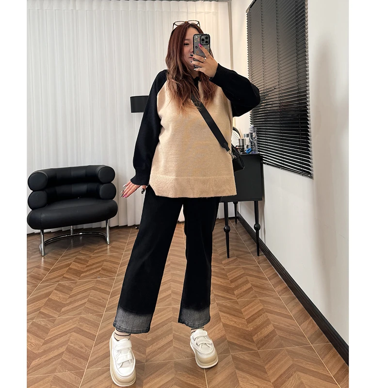 全场焦点 / 又直又显瘦的牛仔九分裤11293花契秋季200斤胖mm显瘦