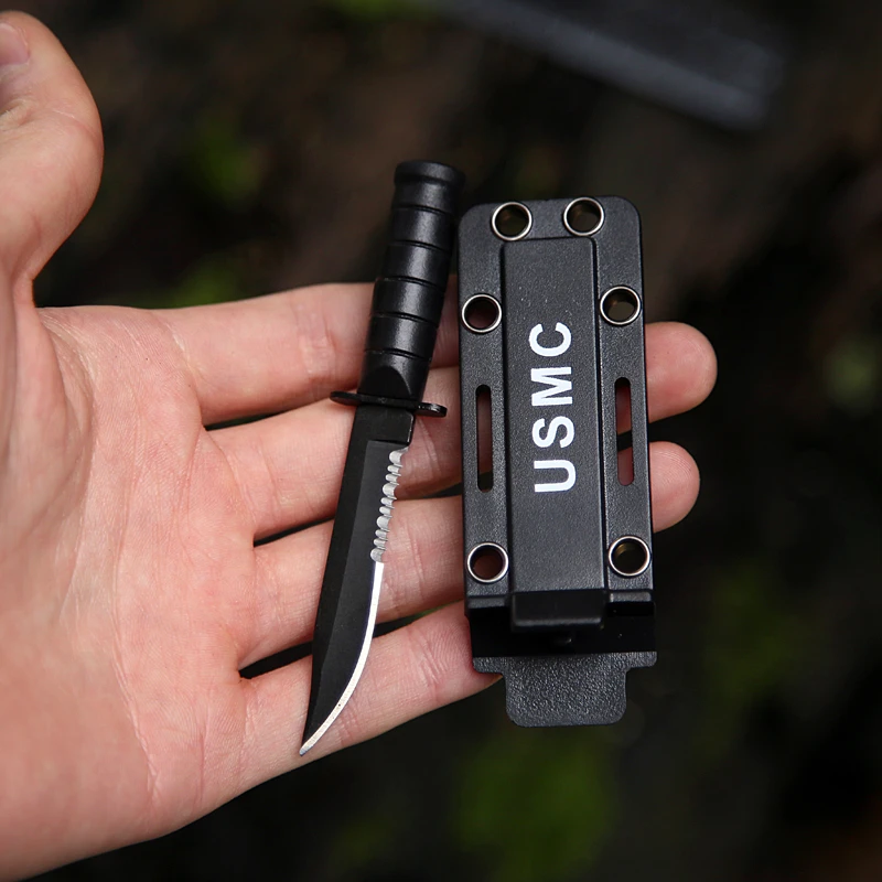 户外迷你型M9小军刀小项链刀随身袖珍直刀吊坠水果刀EDC开箱工具