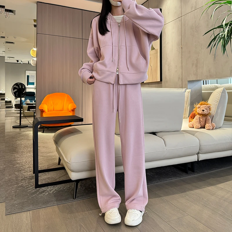 秋冬运动套装女韩版宽松显瘦运动裤春秋卫裤卫衣春秋女款拉链