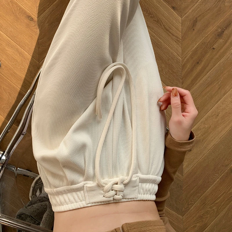 灰色阔腿裤女春秋2023年新款绑带运动裤高腰垂感直筒拖地休闲卫裤