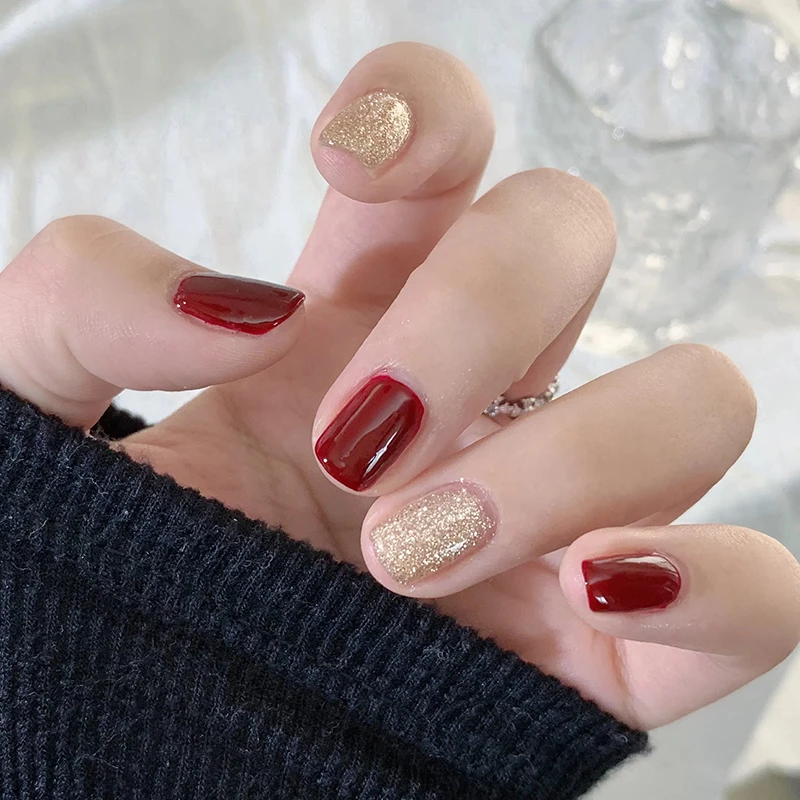 免烤显白车厘子红色指甲油速干防水持久不可撕拉酒红色流行色