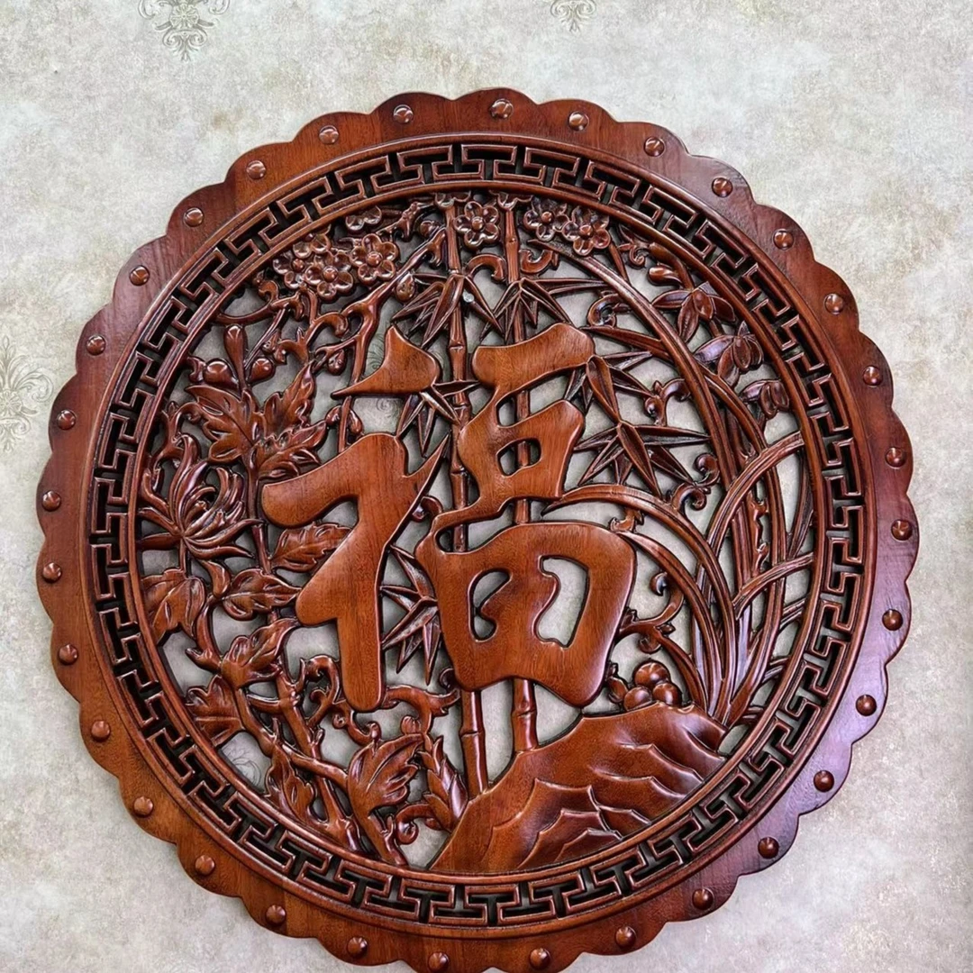 四季福款 58CM直径圆形香樟木挂件家用客厅卧室实用