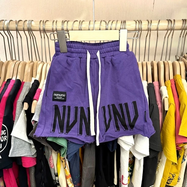 【特】儿童夏季紫色字母印花百搭短裤（048）