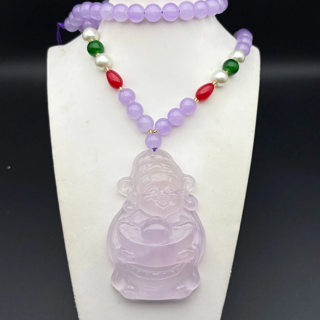 A208  冰紫财神爷牌毛衣链 (多样性发其一)