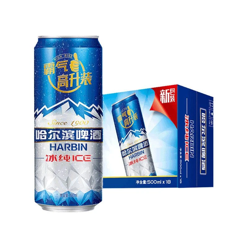 哈尔滨 冰纯9.1°P啤酒 500ml*12听/件
